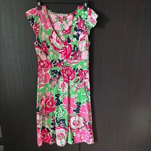 Lilly Pulitzer Pink and Green Flutter Sleeve Sundress